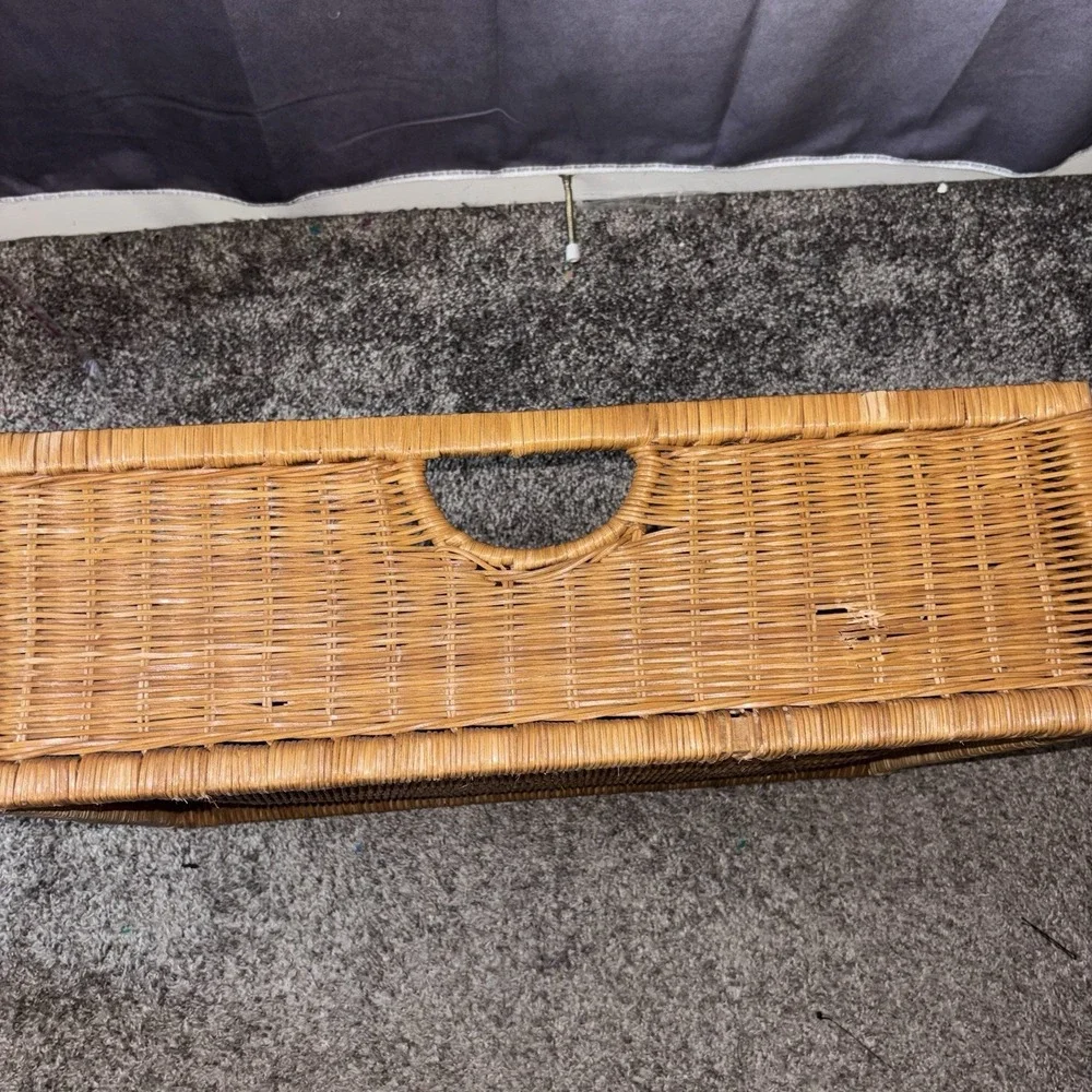 Vintage French Woven Wicker Rattan Basket   22